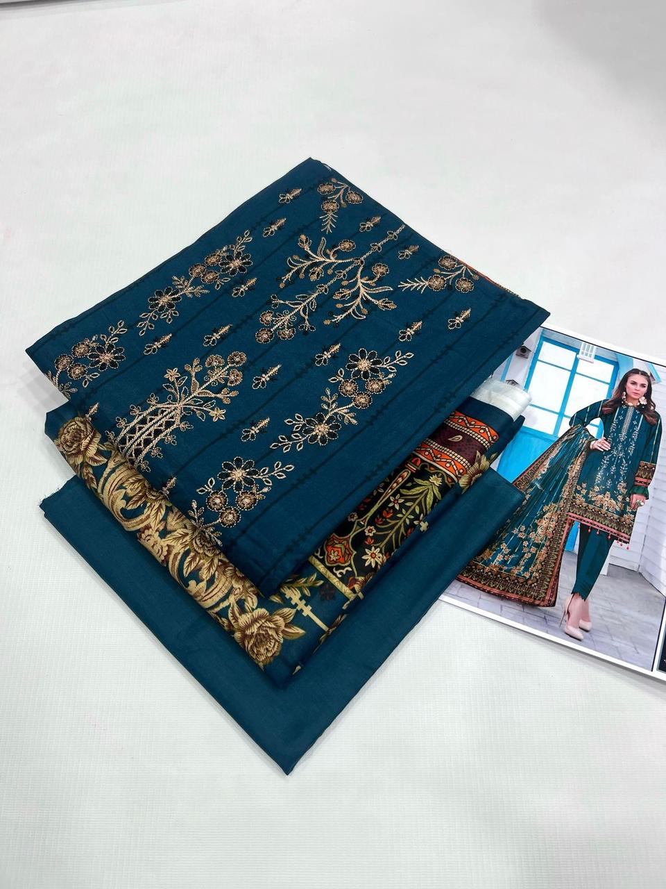 Lawn Embroidered 3pc With Lawn Dupatta