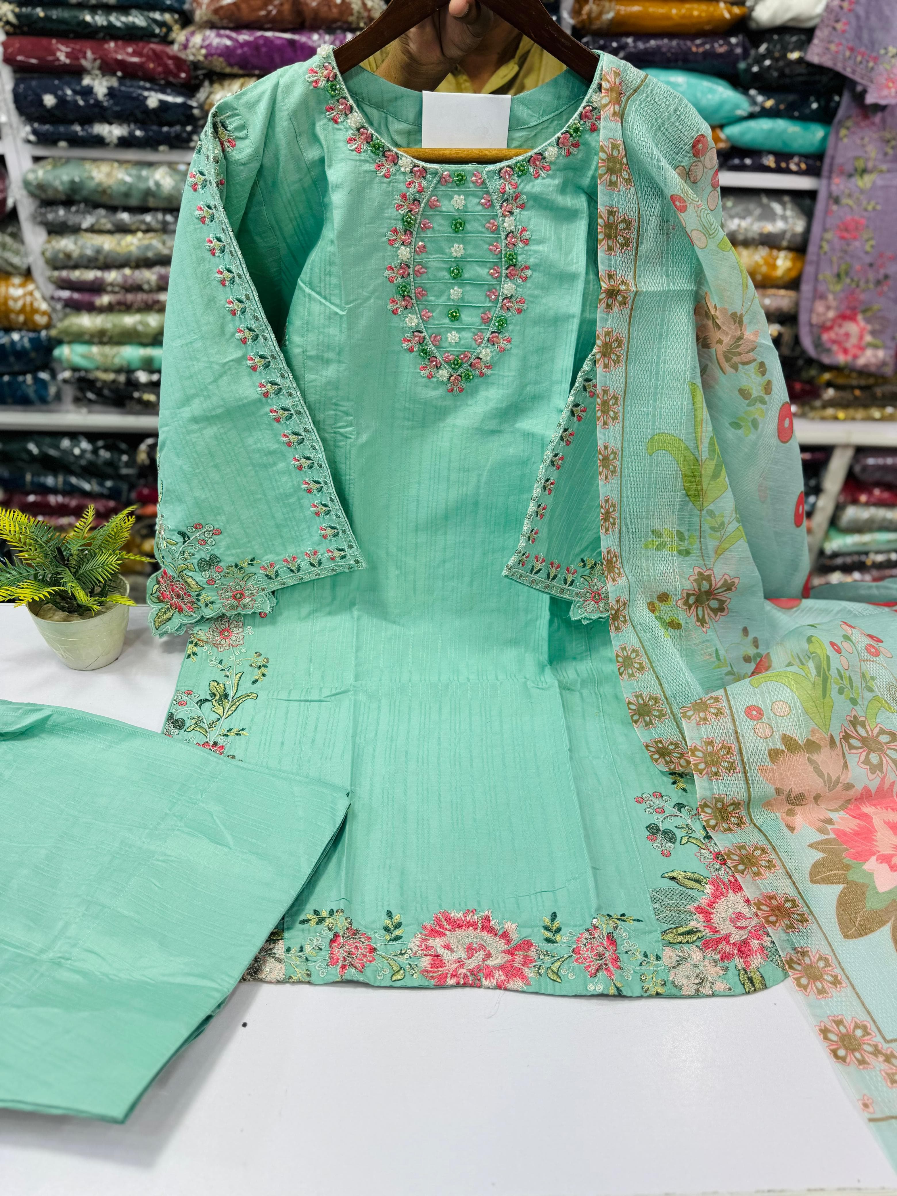 Cotton Stitch 3pc With Farshi Shalwar