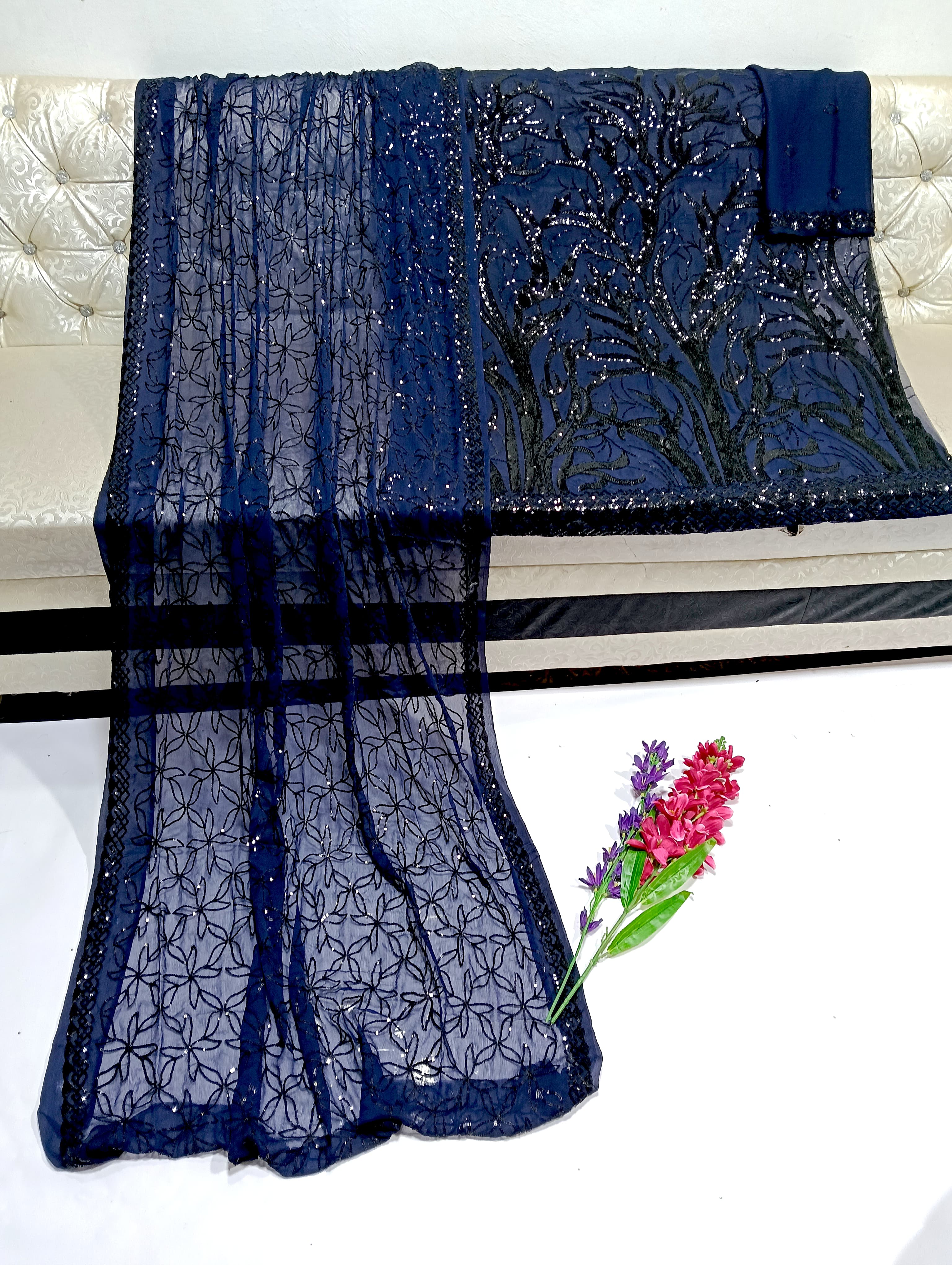Black Sequence Work Chiffon 2pc