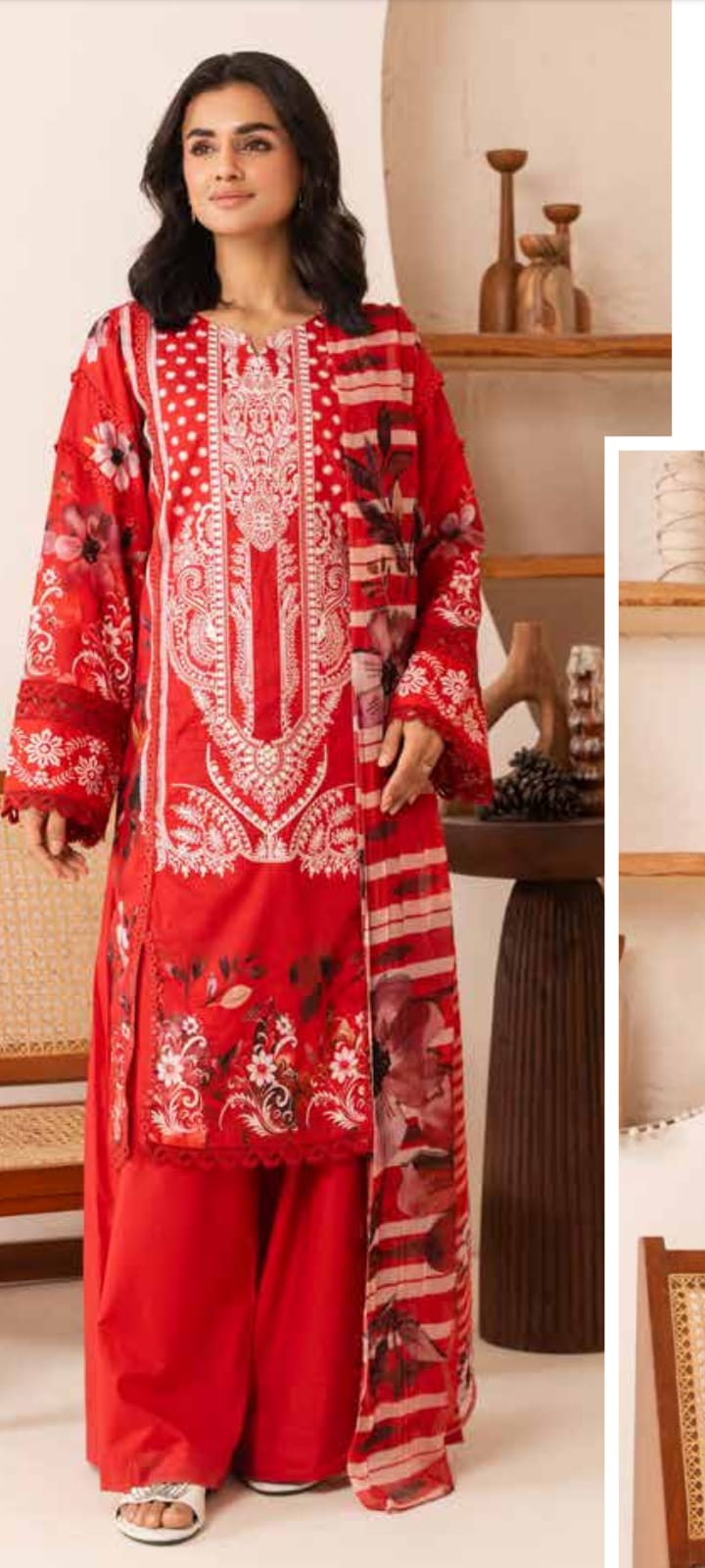 💯 Original Johra Embroidered Lawn 3pc
