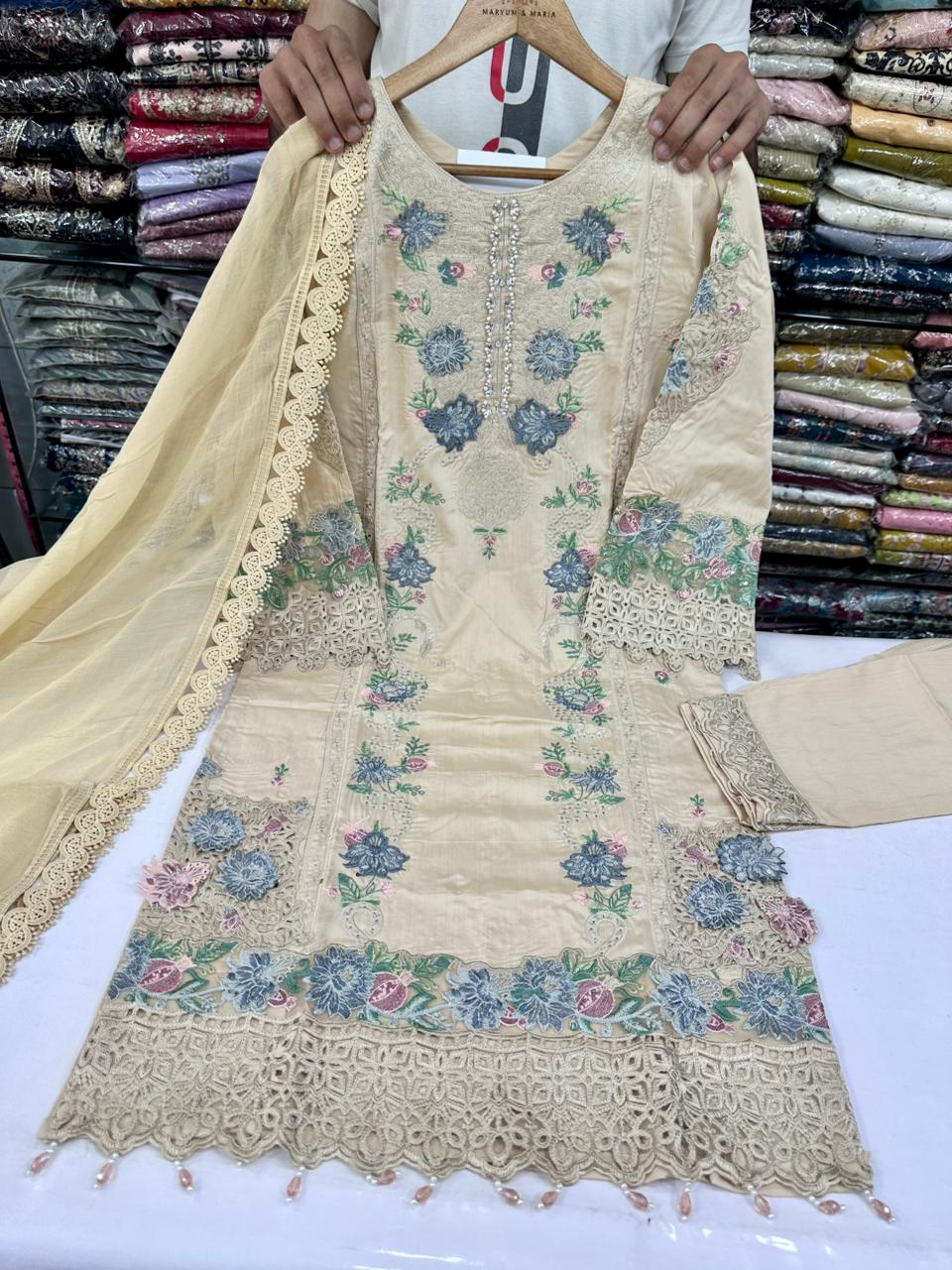 Viscose Embroidered Stitch 3pc