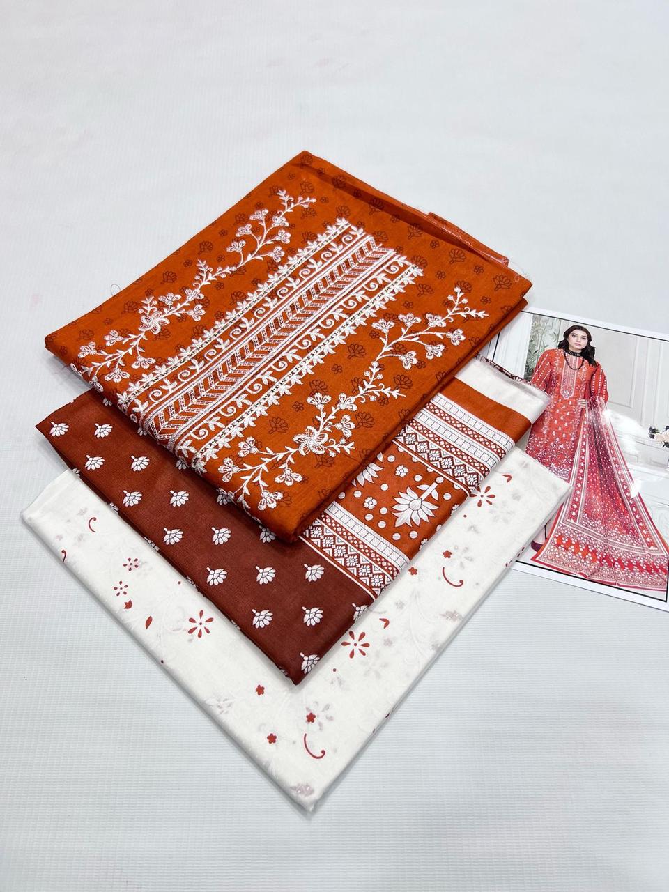 Lawn Embroidered 3pc With Lawn Dupatta