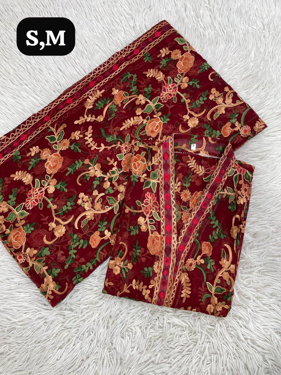 Chiffon Embroidery Stitch 2pc Dress 👗