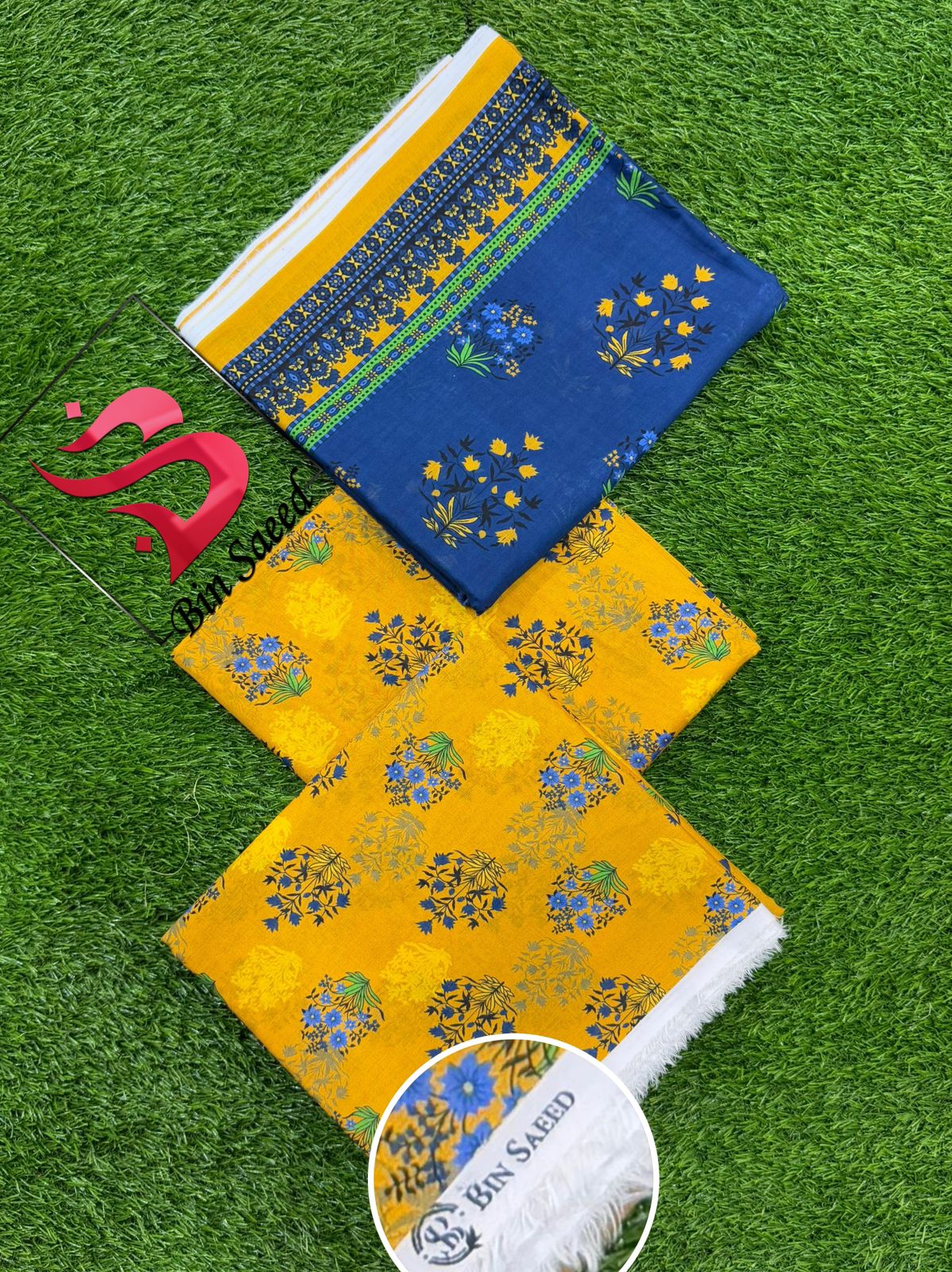 💯 Bin Saeed 3pc Lawn Unstitch