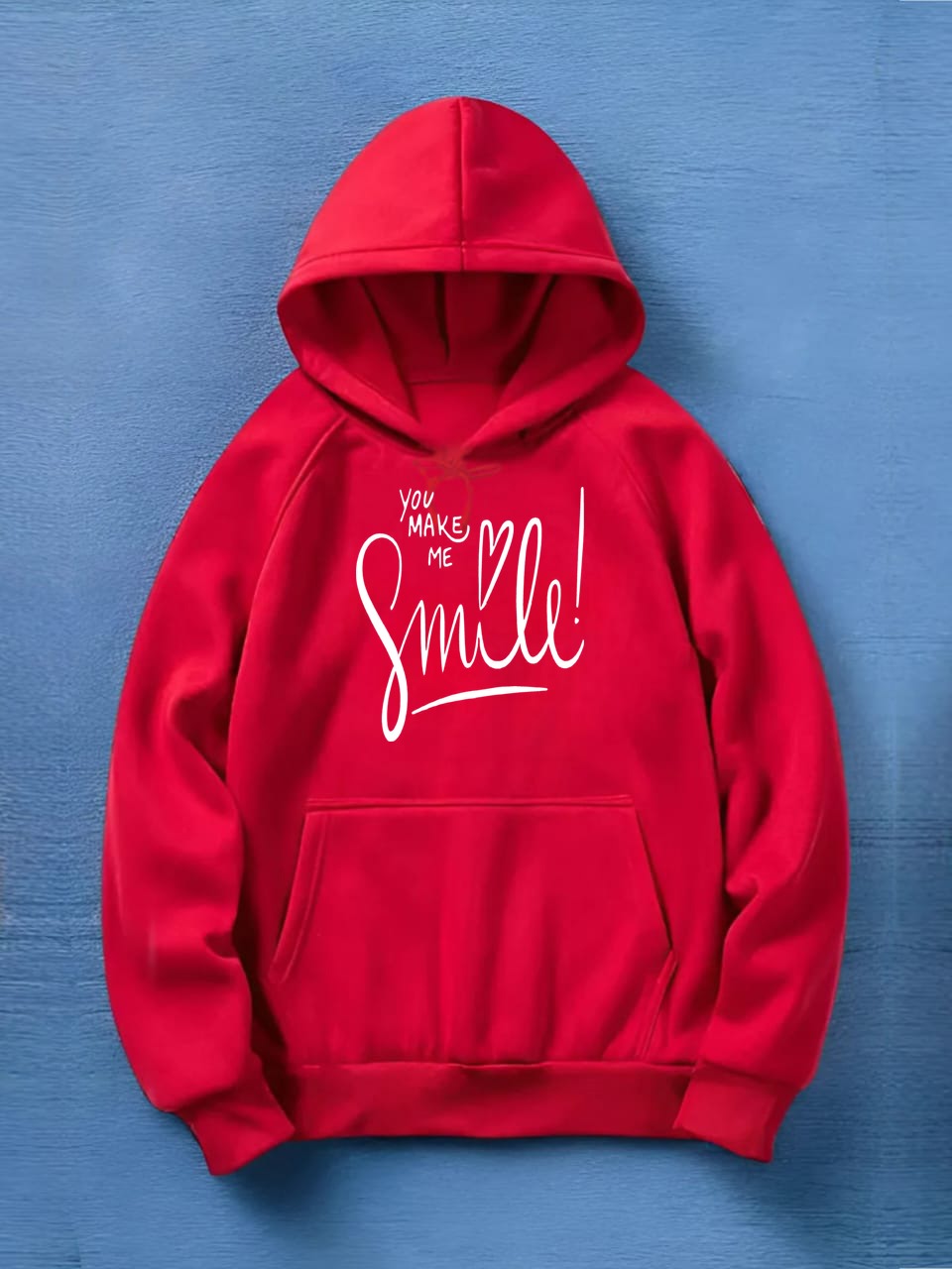 women's red printed hoodie