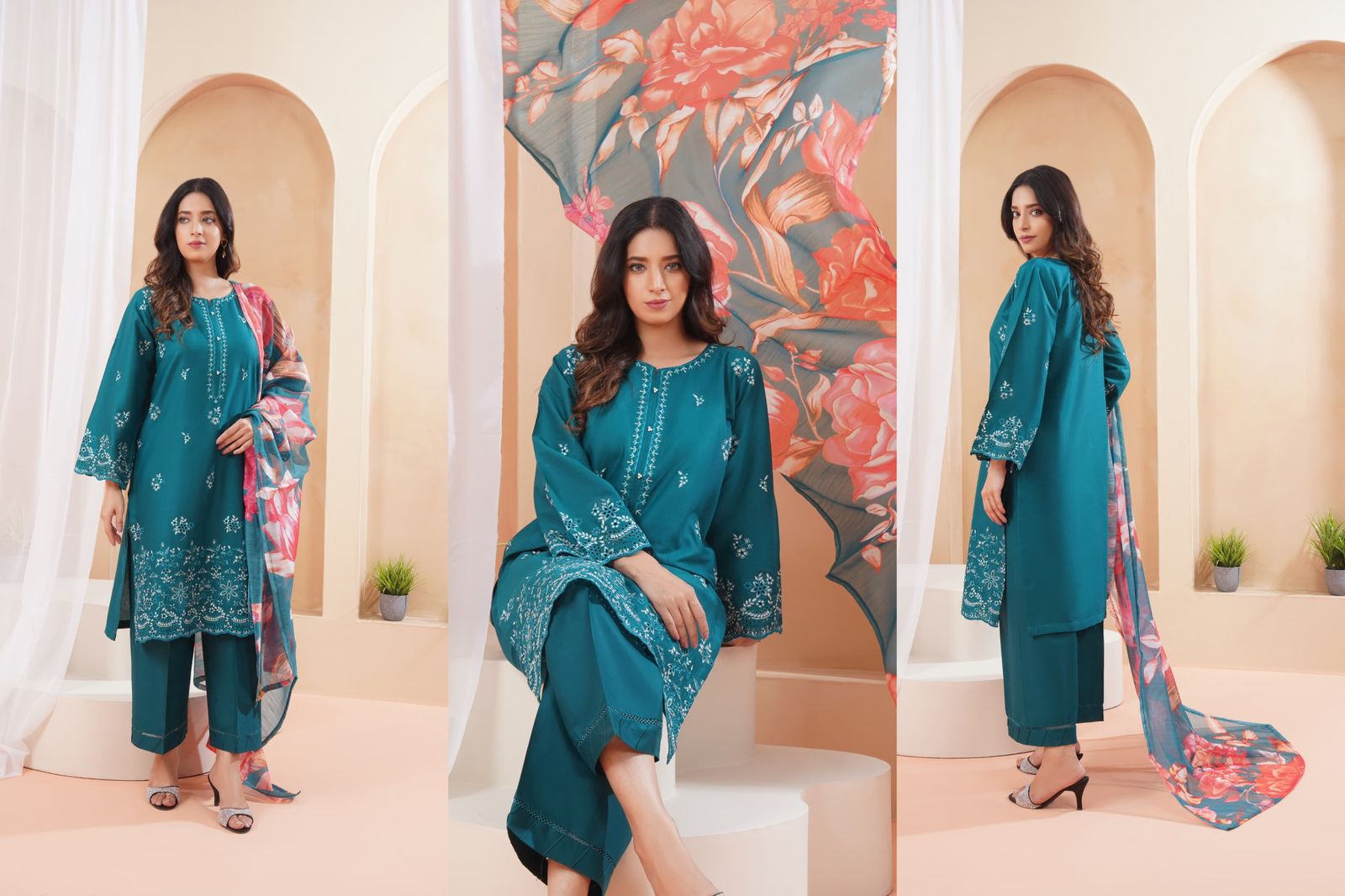 Cotton Embroidered 3pc Stitch 10