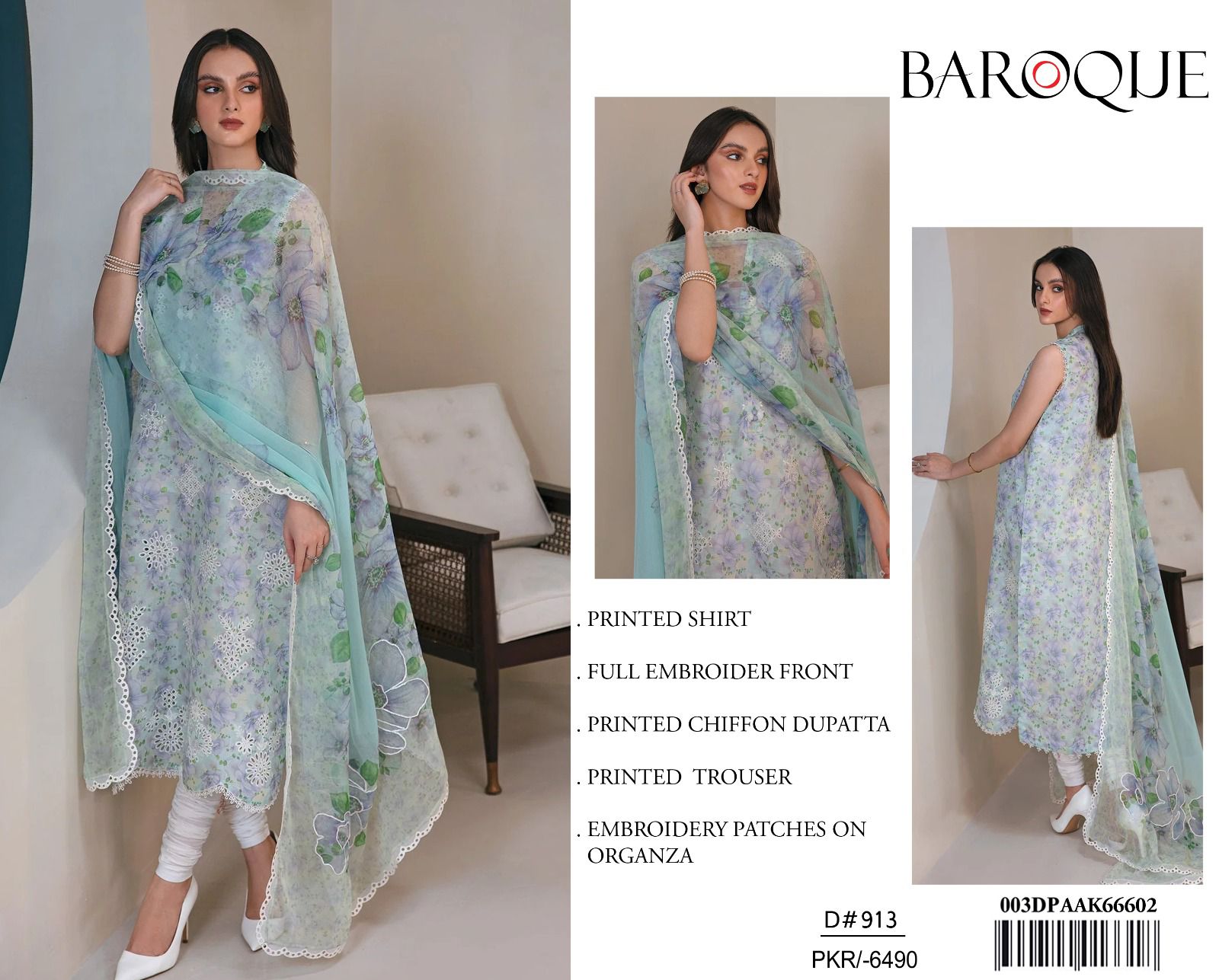 Baroque Lawn 3pc Replica 8