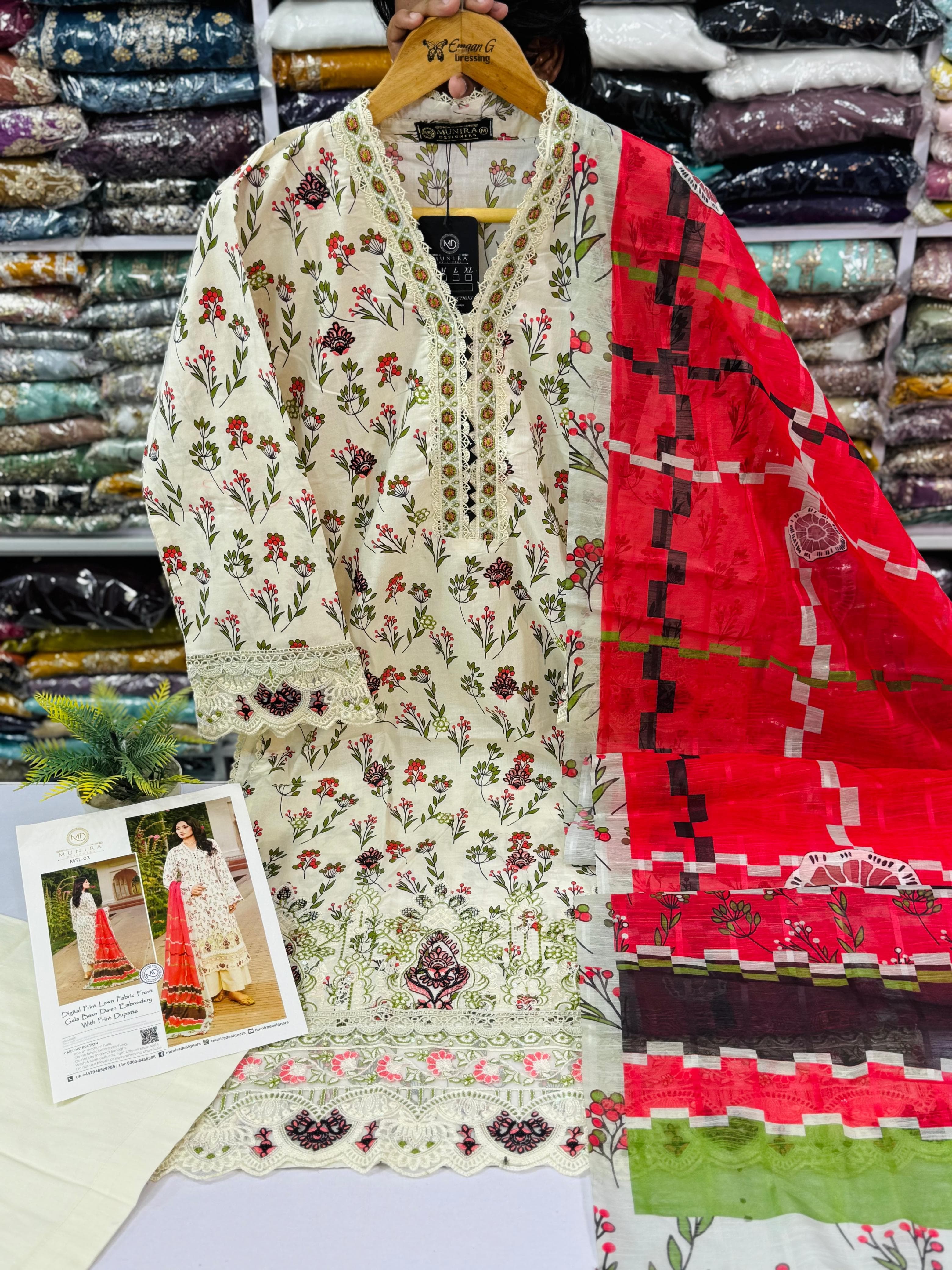 Munira Dresses Stitch 3pc Lawn