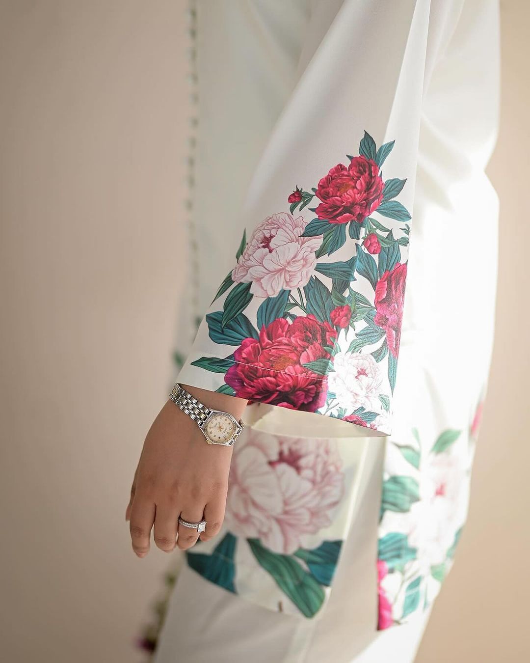 Raw silk printed stitch 2pcs