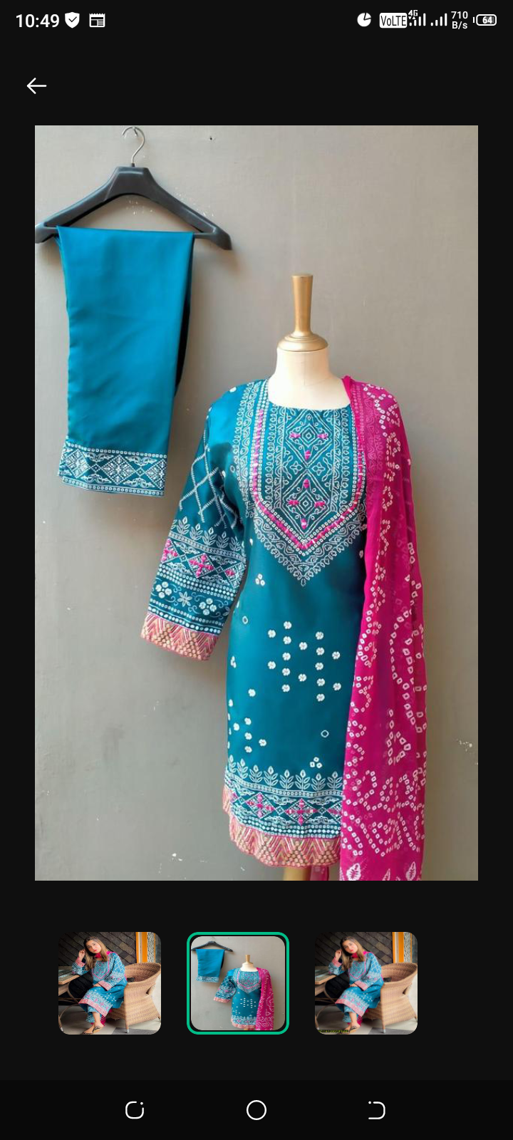 3 Pcs Women's sticthed katan Silk printed Suit