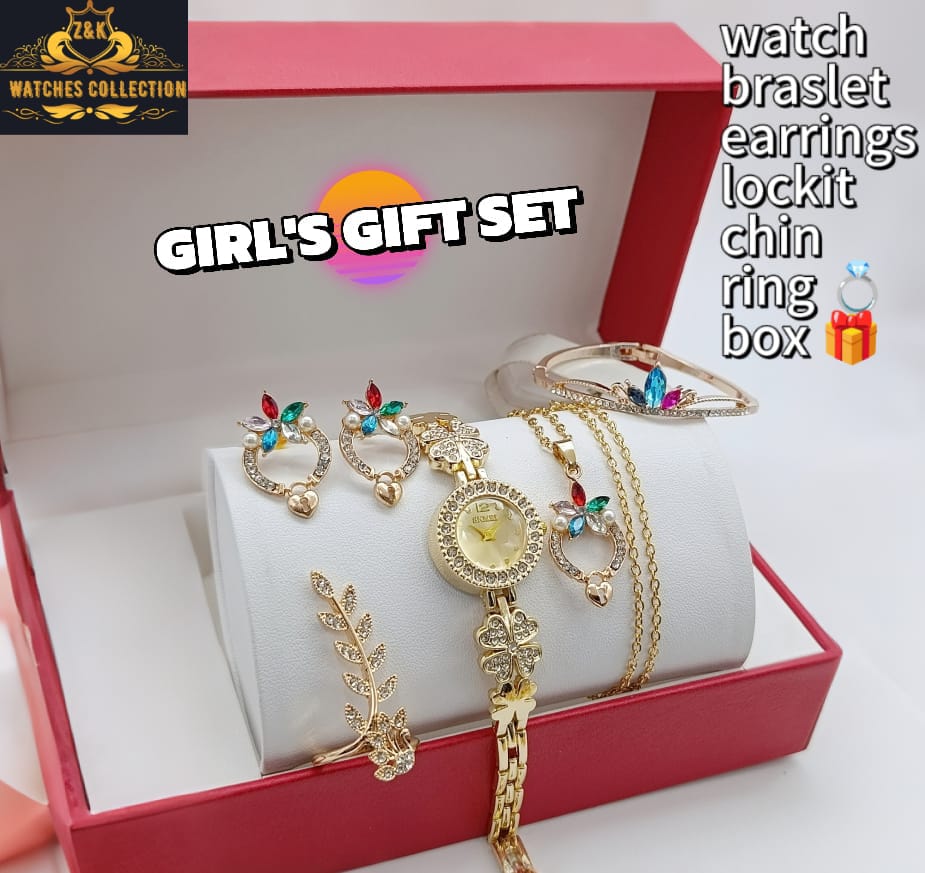 EID COLLECTION 🎊✔️ GIRLS GIFT SET 💞🎀 SKIMI GIRLS DIAMOND 💎STONES JEWELRY WATCH  GOOD LOOKING 🔥✔ 4