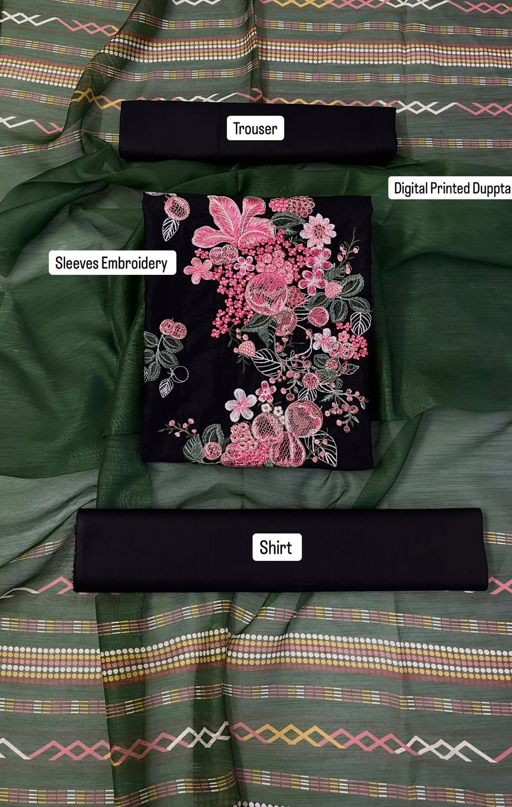 Mix Brand Replica 3pc Embroidered
